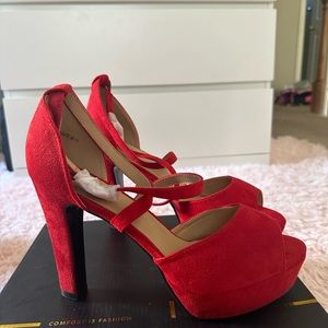 NWT Red Suede Heels SZ 11